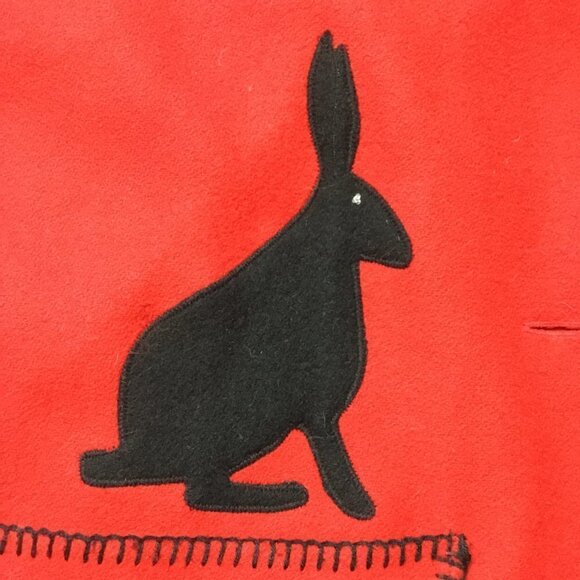 vintage Ivalu Inuit Felted Wool Red/Black Hand Embroidered Jacket Medium - Picture 6 of 15